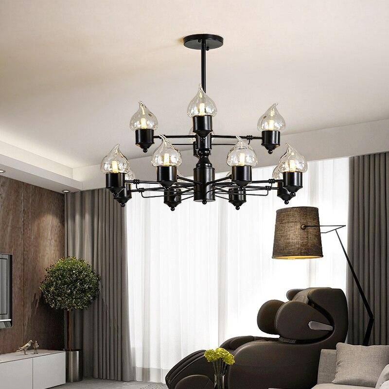Lustre design à lampes bougies moderne - vue 7 sur 9