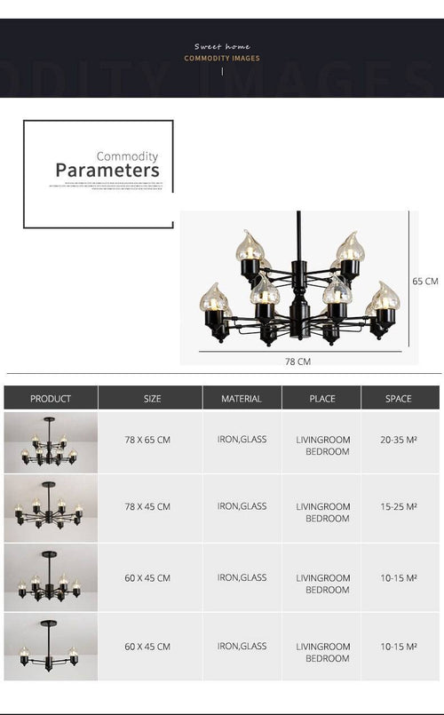 Lustre design à lampes bougies moderne - vue 9 sur 9