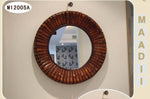 Miroir mural décoratif rond en bois bambou