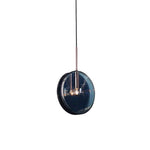 Suspension design ronde en verre bleue Dining