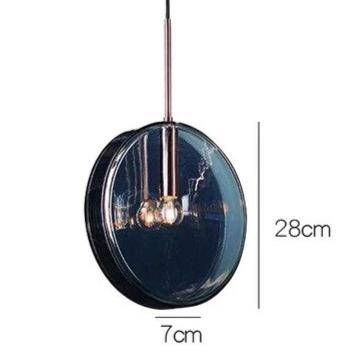 Suspension design ronde en verre bleue Dining