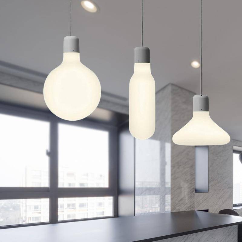 Suspension grise et verre de plusieurs formes Milk - vue 3 sur 6
