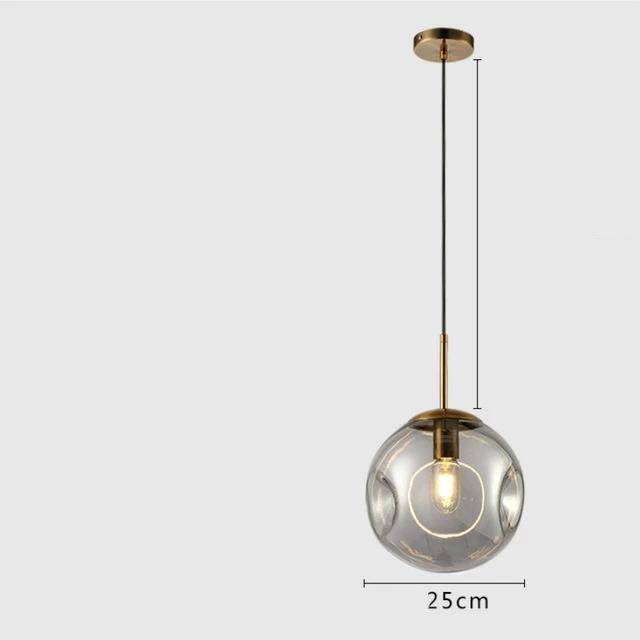 Suspension design boule déformées en verre fumé Ball