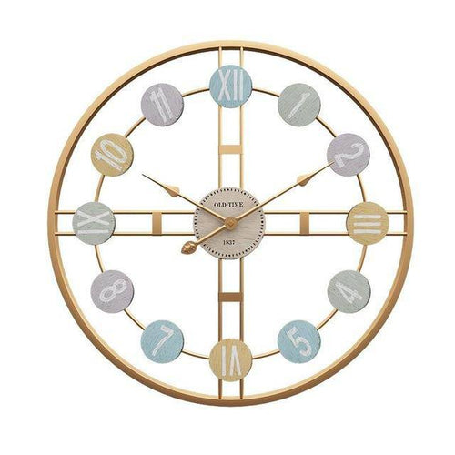 Horloge ronde design rétro en métal doré Roman 40cm