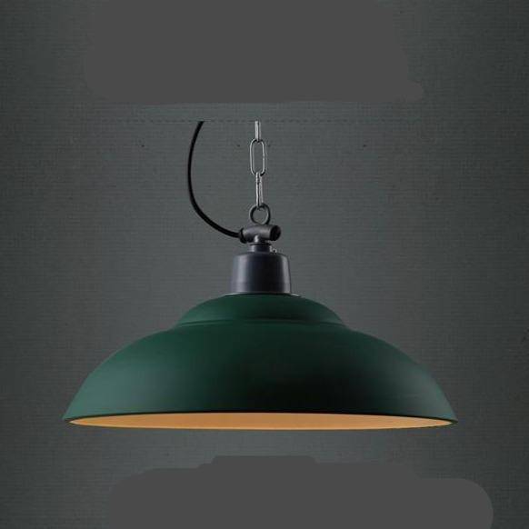 Suspension design en métal avec abat-jour arrondi vert à LED