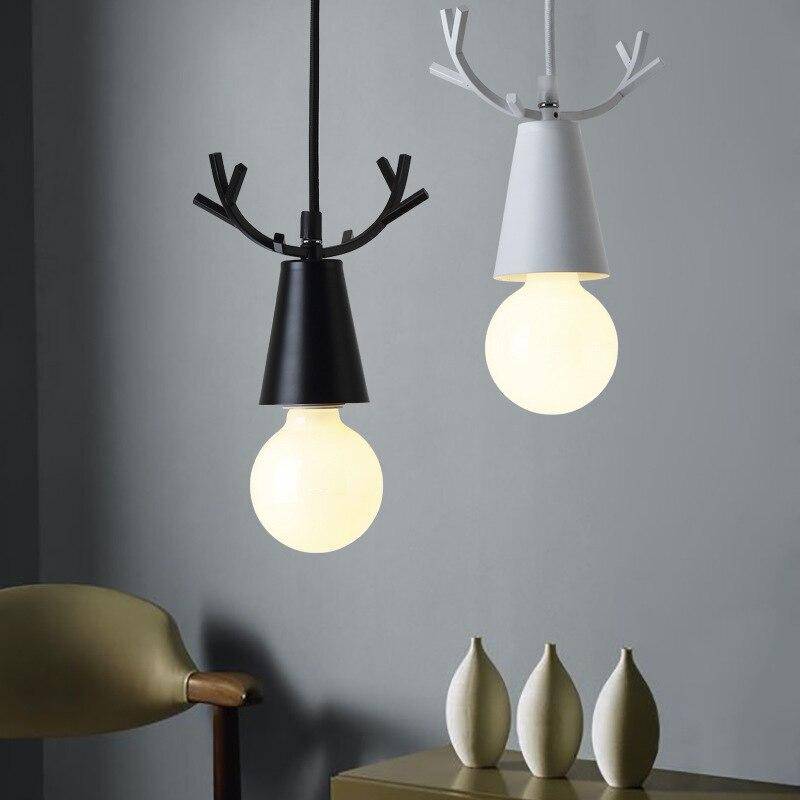 pendant light Conical LED and colored stag horns