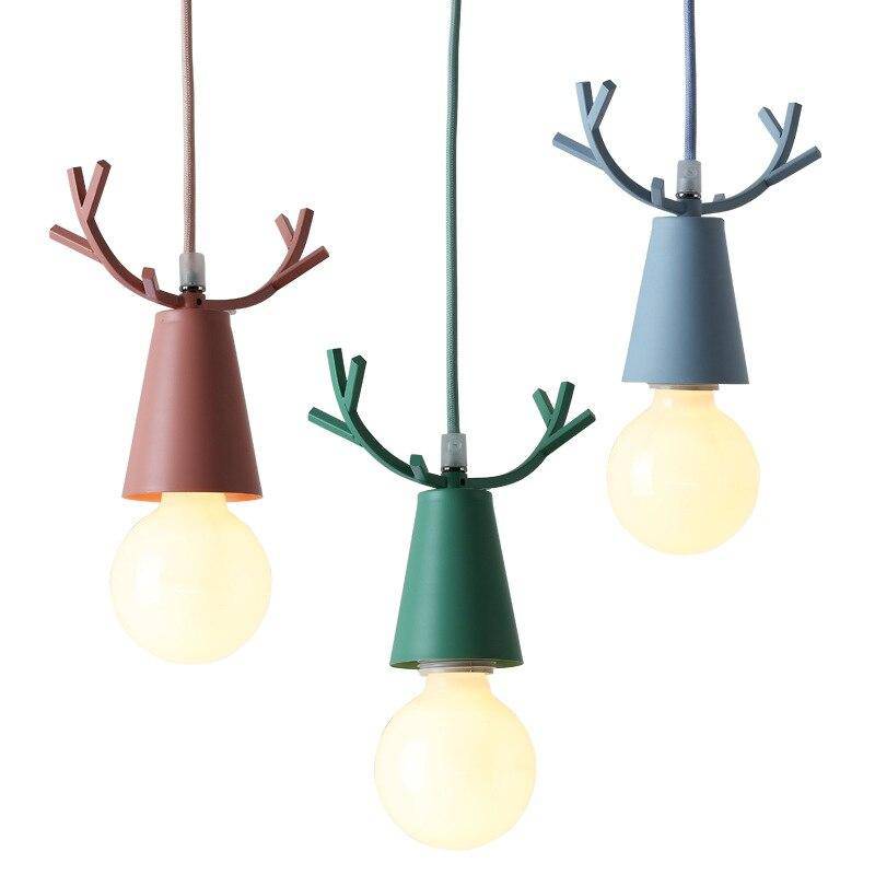 pendant light Conical LED and colored stag horns