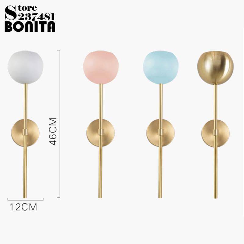 Applique murale LED baton doré et boule en verre - vue 3 sur 7