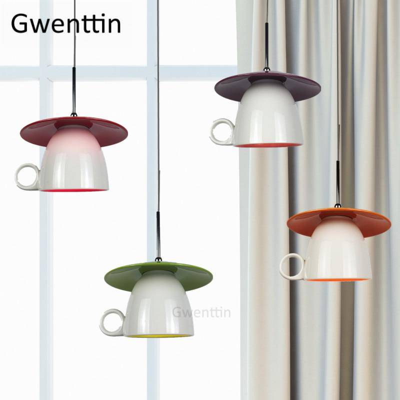 Suspension LED mug en céramique coloré Cup - vue 3 sur 7