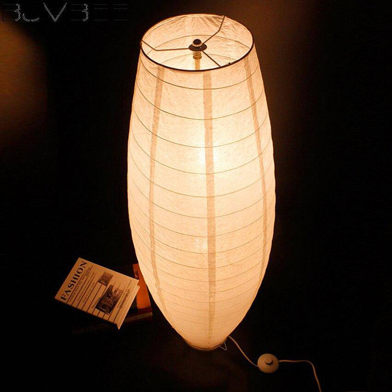 Lámpara de pie LED ovalada de papel tejido