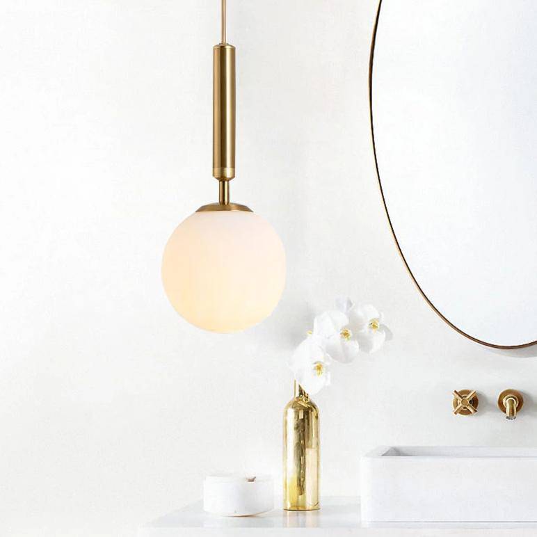 pendant light golden tube with glass ball Bar