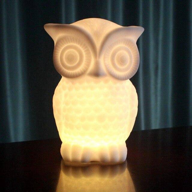 LED table lamp in the shape of an owl