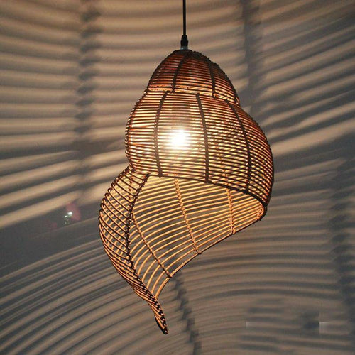 pendant light Spiral shell in wood Pastoral