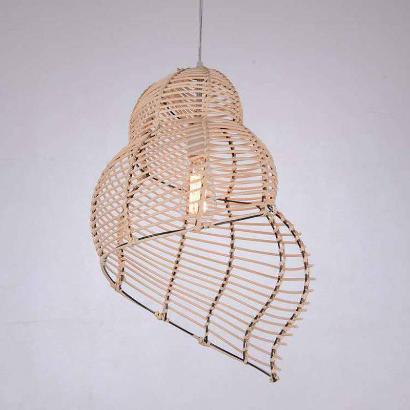 pendant light Spiral shell in wood Pastoral