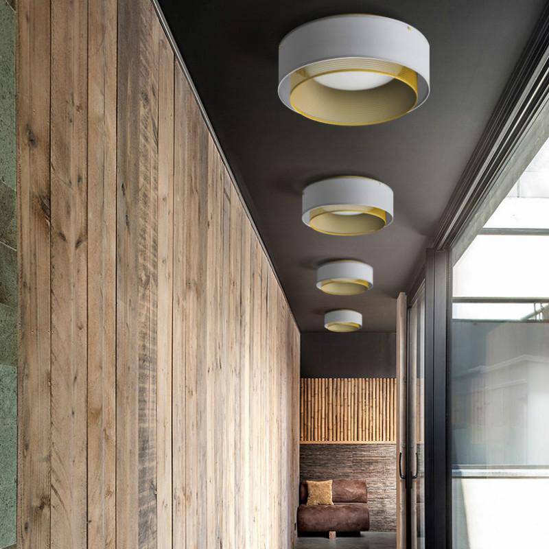 Round designer ceiling lamp with gold interior Luxury