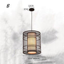 Suspension en rotin LED avec cylindre dans la boule style Tea