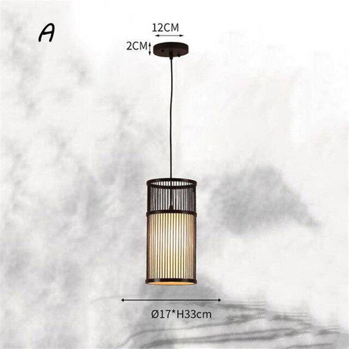 Suspension en rotin LED avec cylindre dans la boule style Tea