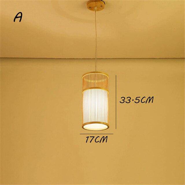 Suspension en rotin LED avec cylindre dans la boule style Tea - vue 10 sur 12