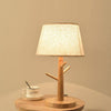 Lampe de chevet LED arbre en bois avec abat-jour en tissu