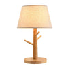 Lampe de chevet LED arbre en bois avec abat-jour en tissu
