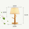 Lampe de chevet LED arbre en bois avec abat-jour en tissu