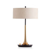 Lampe à poser moderne dorée avec abat-jour en tissu