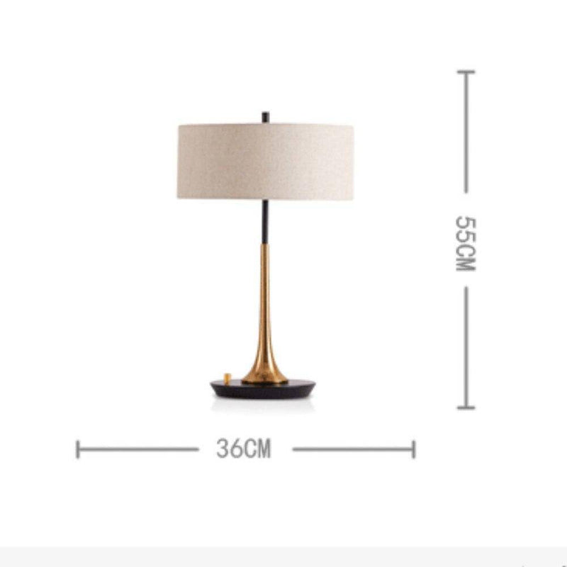 Lampe à poser moderne dorée avec abat-jour en tissu