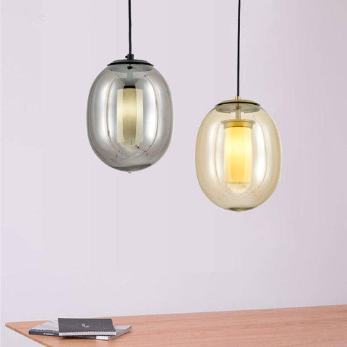 Suspension LED design bulle en verre colorée fumée - vue 2 sur 4