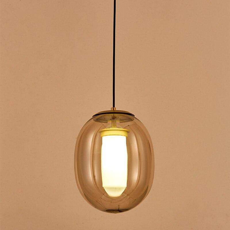 Suspension LED design bulle en verre colorée fumée - vue 4 sur 4
