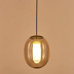 Suspension LED design bulle en verre colorée fumée