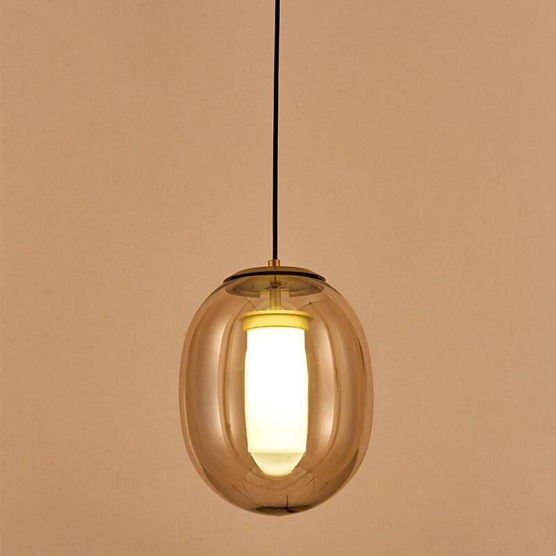 Suspension LED design bulle en verre colorée fumée