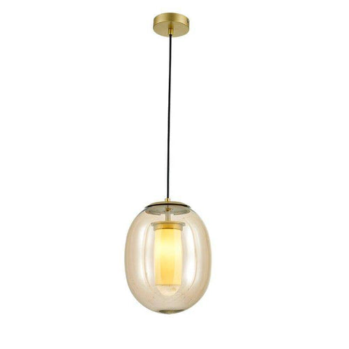 Suspension LED design bulle en verre colorée fumée - vue 3 sur 4