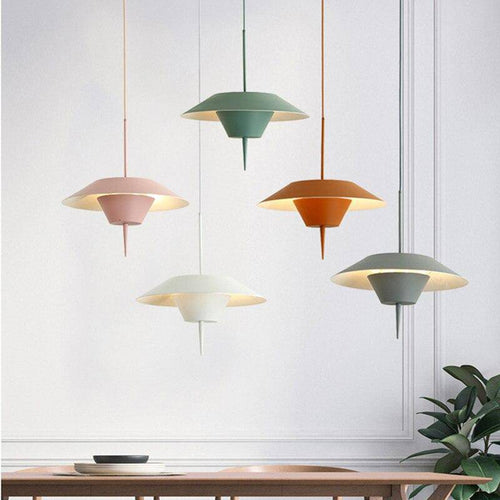 pendant light colorful conical design with LED Macaron