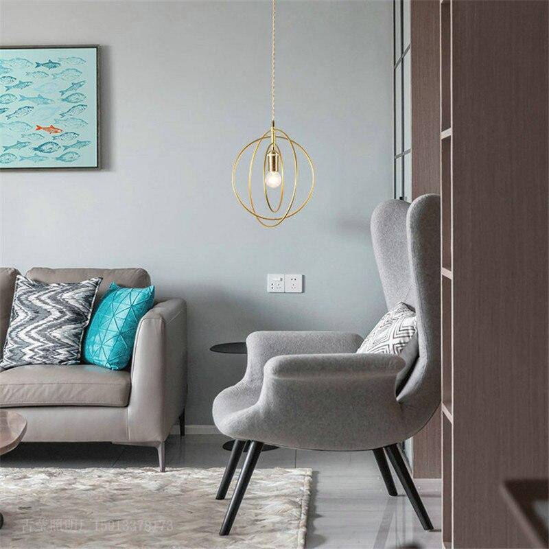 pendant light golden metal cage Lamp