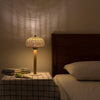 LED table lamp with lampshade made of rattan in various shapes