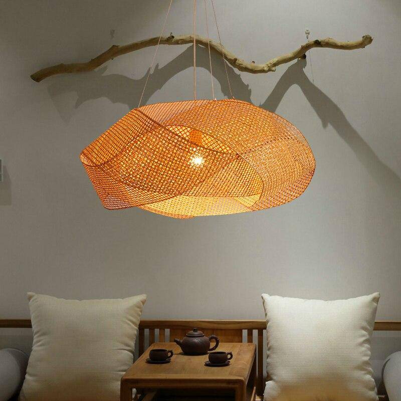 Lustre design nuage entrelacée en bambou Tatami