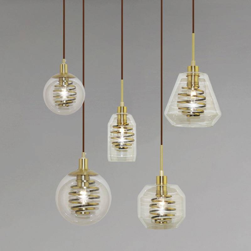 pendant light glass design with golden spiral