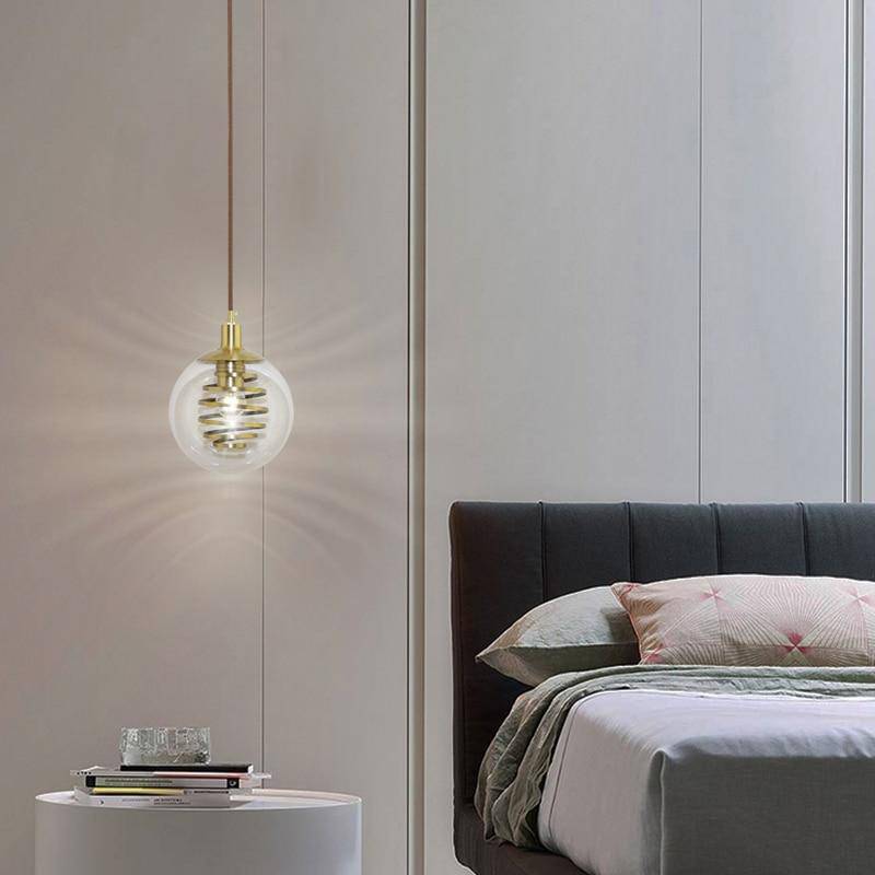 pendant light glass design with golden spiral