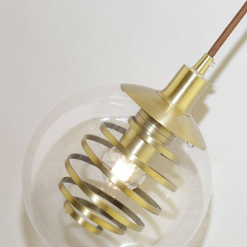 Lámpara de suspensión design en vidrio con espiral dorada