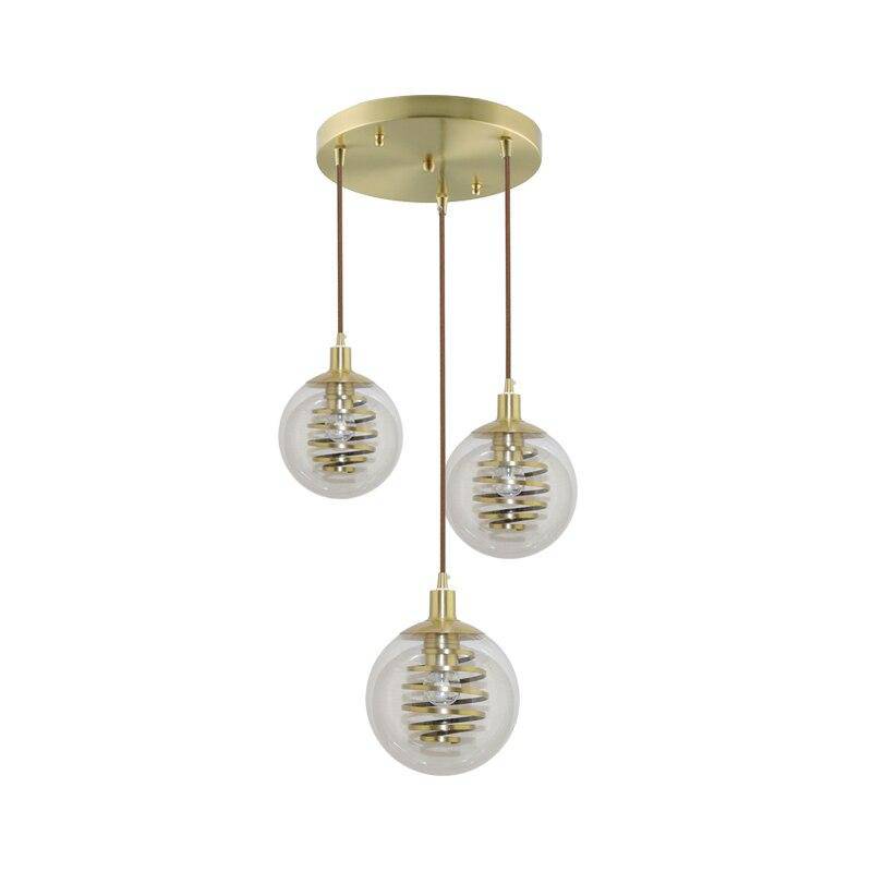 Suspension design en verre avec spirale dorée