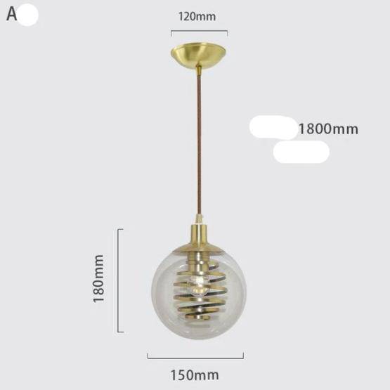 Lámpara de suspensión design en vidrio con espiral dorada