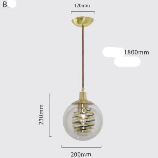 Suspension design en verre avec spirale dorée