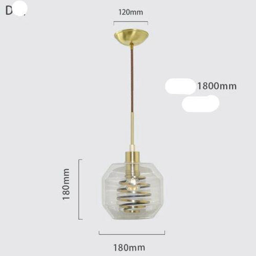 Suspension design en verre avec spirale dorée - vue 8 sur 14