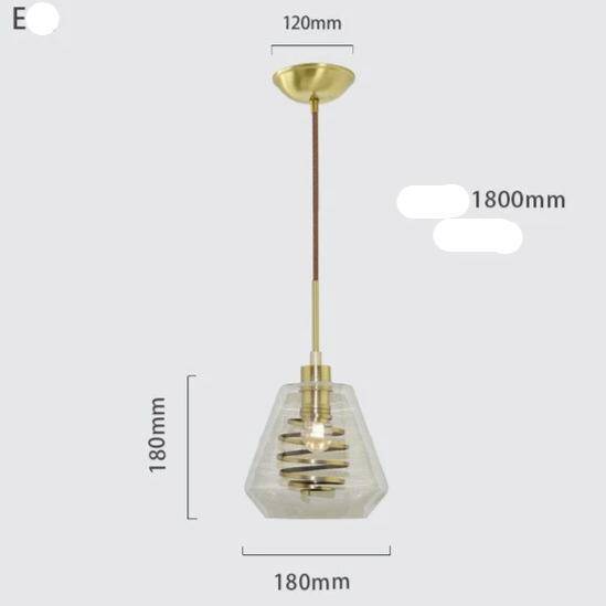 Lámpara de suspensión design en vidrio con espiral dorada