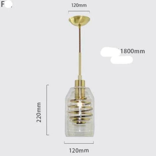 Lámpara de suspensión design en vidrio con espiral dorada