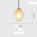 Suspension design à LED en verre et cage dorées