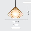 Suspension design à LED en verre et cage dorées