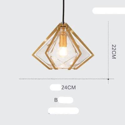 Suspension design à LED en verre et cage dorées - vue 10 sur 21