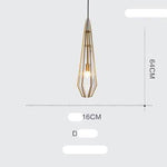 Suspension design à LED en verre et cage dorées