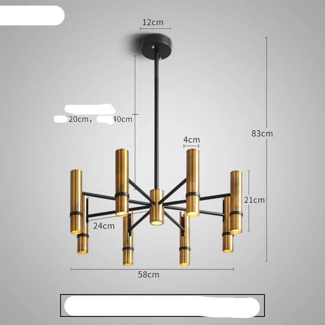 Lustre design à spots tube dorés - vue 6 sur 10